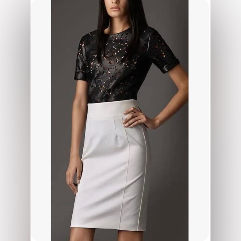 Burberry London floral cut leather top womens 12 haute couture luxury designer